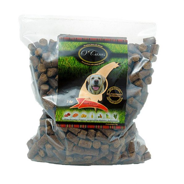 getreidefreies Hundefutter kaltgepresst Pferd mit Lachs und Kartoffel 1kg